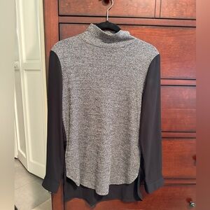 LOFT Charcoal and Ivory Knit Sweater